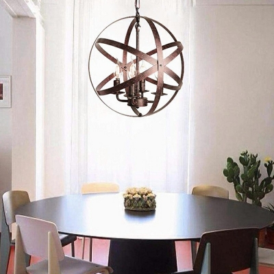4 Lights Metal Chandelier Lighting Fixtures Vintage Globe Hanging Chandelier for Living Room