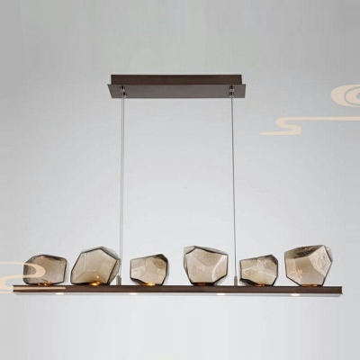 6-Light Suspension Light Minimalist Style Geometry Shape Glass Hanging Lamp Kit