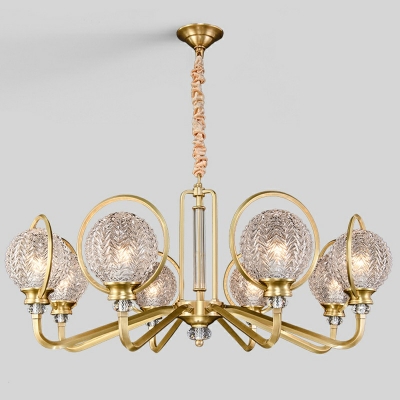 8-Light Ceiling Suspension Lamp Modernist Style Globe Shape Metal Chandelier Lighting Fixtures