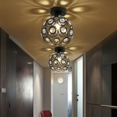 Creative Crystal Warm Decorative Semi Flush Ceiling Fixture for Hall Bedroom and Corridor