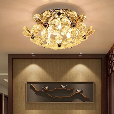 Creative Crystal Warm Decorative Semi Flush for Corridor Bedroom and Hall