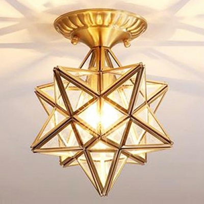 Creative Glass Colonial Style Semi Flush Ceiling Fixture for Corridor Hallway and Bedroom