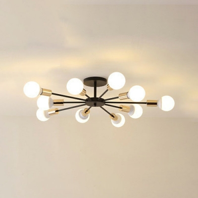 Industrial 10 Lamps Flush Mount Ceiling Light Fixture Vintage Bedroom Close to Ceiling Lighting