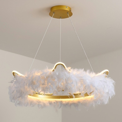Modern Hanging Lights Third Gear Feather Hanging Light Kit for Living Room