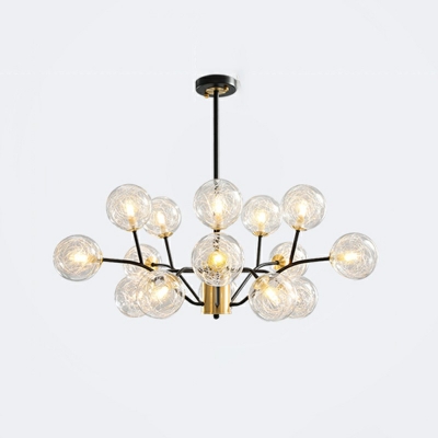 Modern Style LED Chandelier Light 15 Lights Nordic Style Metal Glass Pendant Light for Living Room
