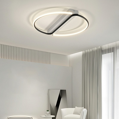 White and Black Flush Ceiling Light Round Shade Simplicity Style Acrylic Led Surface Mount Ceiling Lights for Living Room