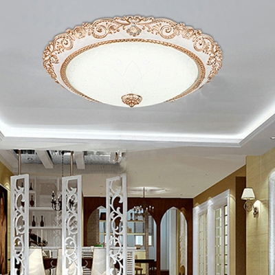 White Flush Mount Light Round Shade Modern Style Glass Led Flush Light for Dining Room