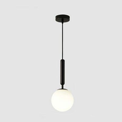 1-Light Hanging Fixture Minimal Style Globe Shape Metal Suspension Pendant