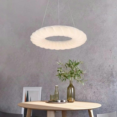 1-Light Hanging Lighting Minimalist Style Ring Shape Resin Ceiling Pendant Light