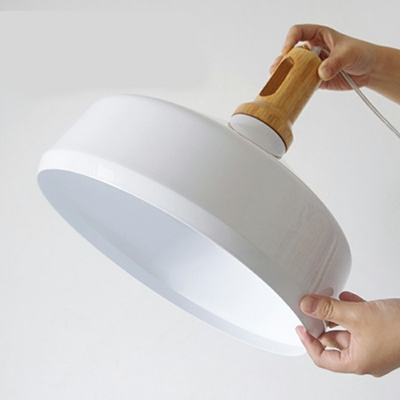 1-Light Pendant Light Fixtures Minimalist Style Cone Shape Wood Hanging Lighting