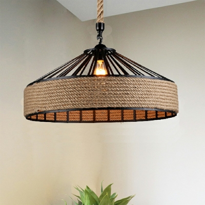 1-Light Suspension Lamp Industrial Style Cage Shape Metal Ceiling Pendant Light