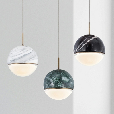 1-Light Suspension Lamp Minimalist Style Ball Shape Crystal Pendant Ceiling Lights