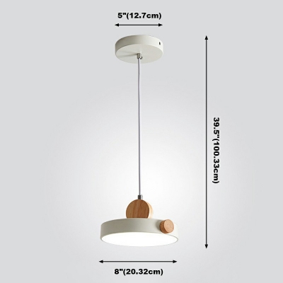 1-Light Suspension Pendant Minimalist Style Cylinder Shape Wood Ceiling Light