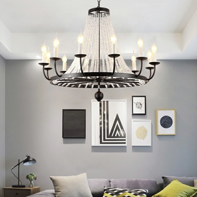 12 Lights Crystal Chandelier Lighting Fixtures Traditional Hanging Chandelier for Living Room