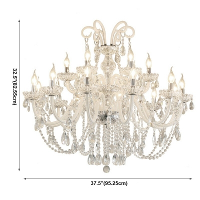 18-Light Chandelier Lighting Traditional Style Waterfall Shape Crystal Ceiling Suspension Lamp