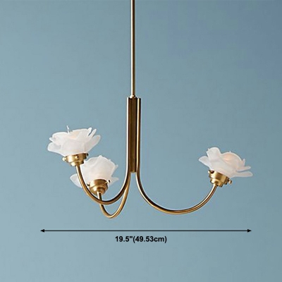 3-Light Ceiling Suspension Lamp Modernist Style Flower Shape Metal Chandelier Pendant Light