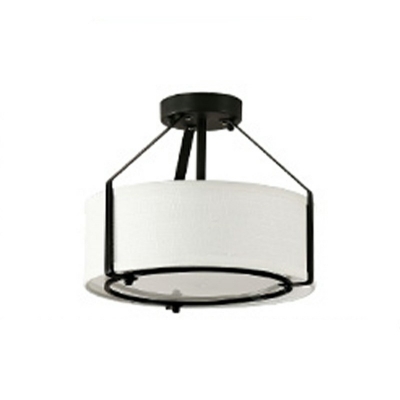 3 Light Traditional Flush Mount Ceiling Light Fabric Shade Fixtures Ceiling Lamp for Living Room
