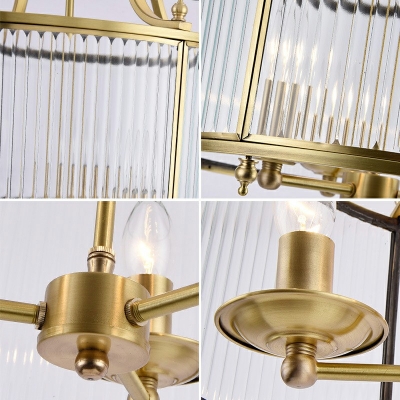 4-Light Pendant Lighting Traditional Style Cylinder Shape Metal Chandelier Light Fixture