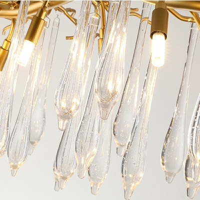 8-Light Hanging Chandelier Traditional Style Waterfall Shape Glass Ceiling Suspension Lamp