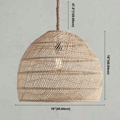 Contemporary Basket Hanging Light Fixture Bamboo Pendant Lighting Fixture