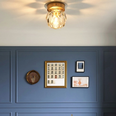 Creative Crystal Warm Decorative Semi Flush Ceiling Light for Corridor Bedroom and Hall