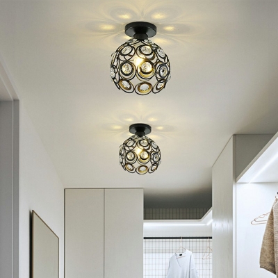 Creative Crystal Warm Semi Flush Ceiling Fixture for Corridor Bedroom and Hall