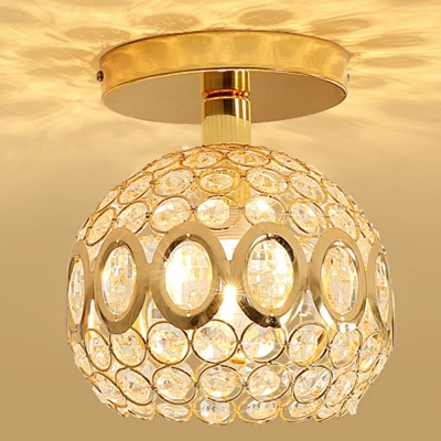 Creative Crystal Warm Semi-Flush Mount Ceiling Fixture for Corridor Bedroom and Hall