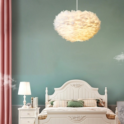 Feather Hanging Ceiling Lights 3 Light Suspension Light for Living Room Bedroom