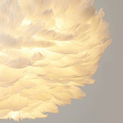 Feather Material Hanging Lights 4 Light Chandelier for Living Room