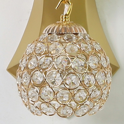 Metal and Crystal Wall Mounted Light Fixture 1 Light Modern Living Room Globe Wall Sconces