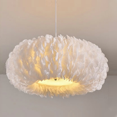 Modernism Hanging Lights 4 Light Feather Chandelier for Bedroom Living Room