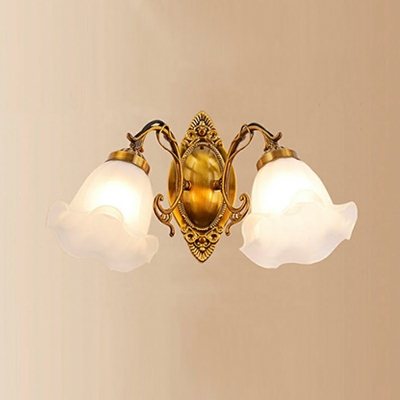 Traditional Wall Mounted Light Fixture American Vintage Glass and Metal Flush Wall Sconce for Living Room