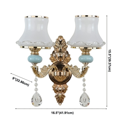 Traditional Wall Mounted Vanity Lights 2 Lights Glass Vintage Sconce Light Fixture for Bathroom