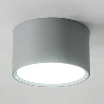 White Led Flush Light Cylinder Shade Modern Style Metal Led Surface Mount Ceiling Lights for Dining Room