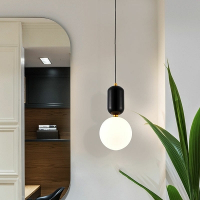 1-Light Hanging Ceiling Lights Minimal Style Globe Shape Metal Down Mini Pendant