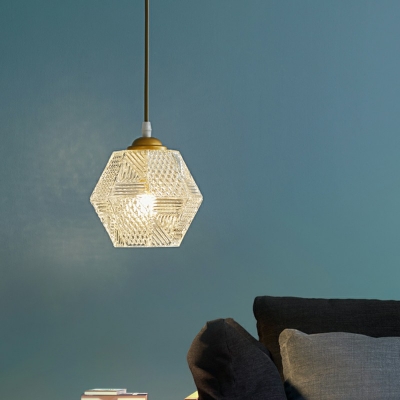1-Light Suspension Lamp Contemporary Style Geometric Shape Metal Pendant Lighting Fixtures