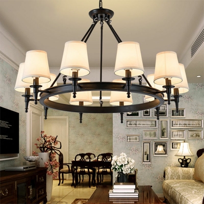 10-Light Pendant Chandelier Traditional Style Cone Shape Metal Hanging Ceiling Light