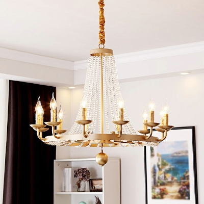 12-Light Pendant Lighting Traditional Style with Crystal Draping Shape Metal Chandelier Lights