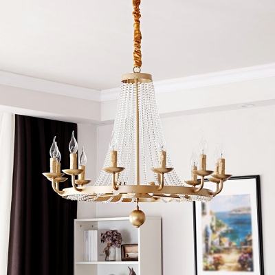 12-Light Pendant Lighting Traditional Style with Crystal Draping Shape Metal Chandelier Lights
