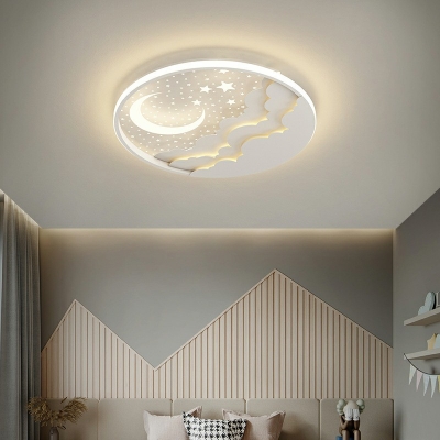 2-Light Led Flush Mount Fixture ​Minimalist Style Round Shape Metal Ceiling Lighting