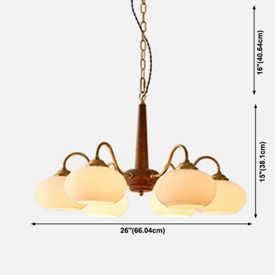 6-Light Chandelier Lighting Modernist Style Oval Shape Wood Hanging Light Kit