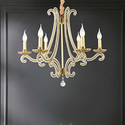 6 Lights Traditional Chandelier Pendant Light Vintage Elegant Hanging Chandelier for Living Room