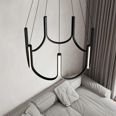 7-Light Chandelier Pendant Light Minimalist Style Round Shape Metal Hanging Lamp Kit