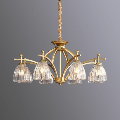 8-Light Pendant Chandelier Traditional Style Bell Shape Metal Suspension Light