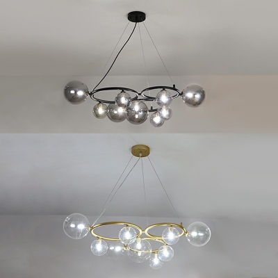 9-Light Chandelier Lighting Fixtures Traditional Style Globe Shape Glass Hanging Pendant Light