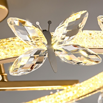 Contemporary Ring Semi-Flush Mount Ceiling Light K9 Crystal Led Ceiling Lights