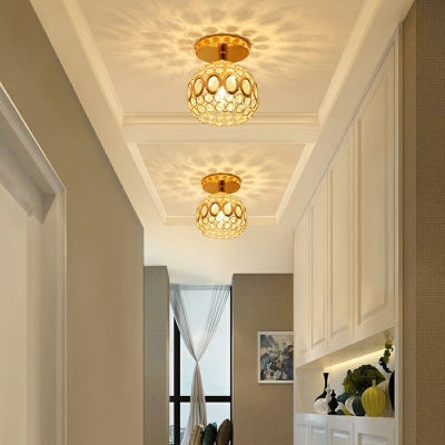 Creative Crystal Warm Semi-Flush Mount Ceiling Fixture for Corridor Bedroom and Hall