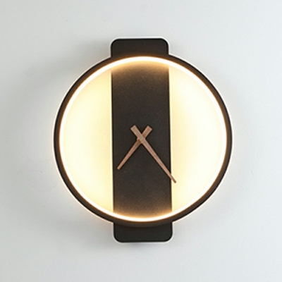 Creative Metal Clock Shape Wall Lamp for Bedroom and Hallway Background Wall