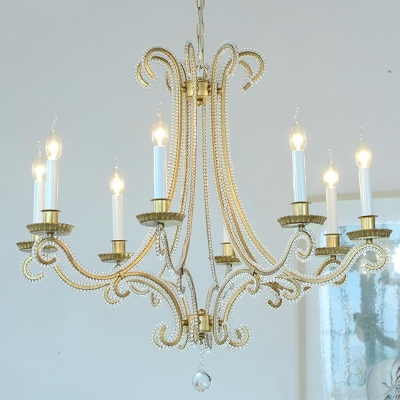 European Style Hanging Light Kit 6 Light Crystal Chandelier for Living Room Bedroom