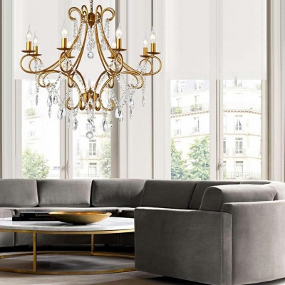 European Style Hanging Light Kit 8 Light Crystal Chandelier for Living Room Bedroom